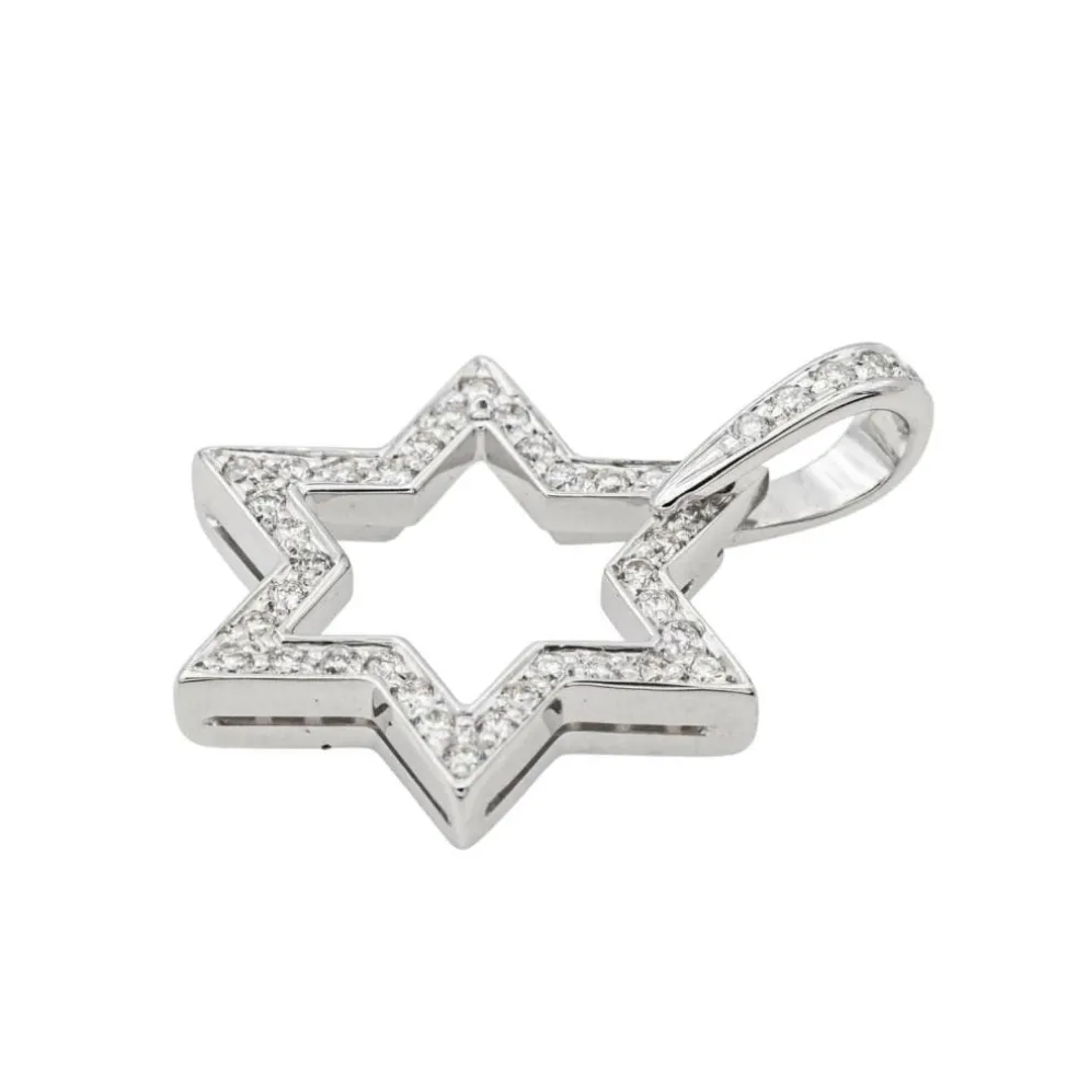 Pendentif Etoile Or blanc Diamant