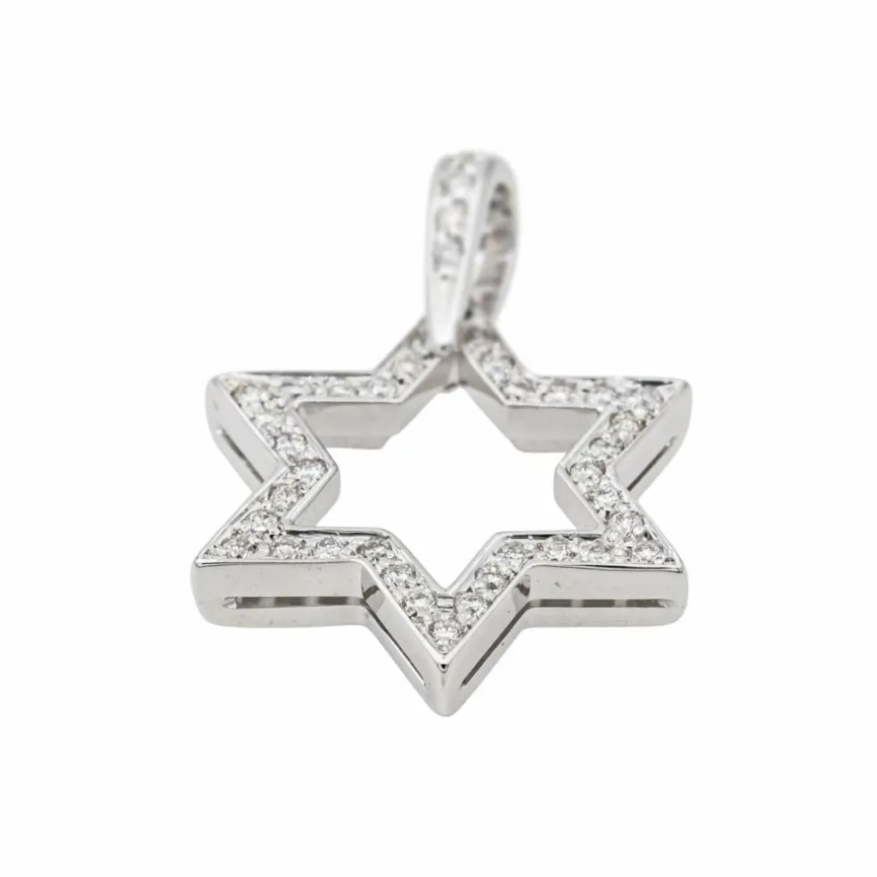 Pendentif Etoile Or blanc Diamant