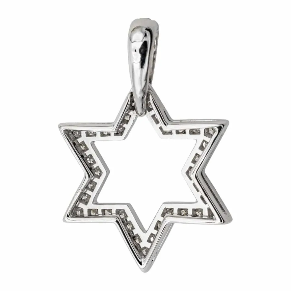 Pendentif Etoile Or blanc Diamant