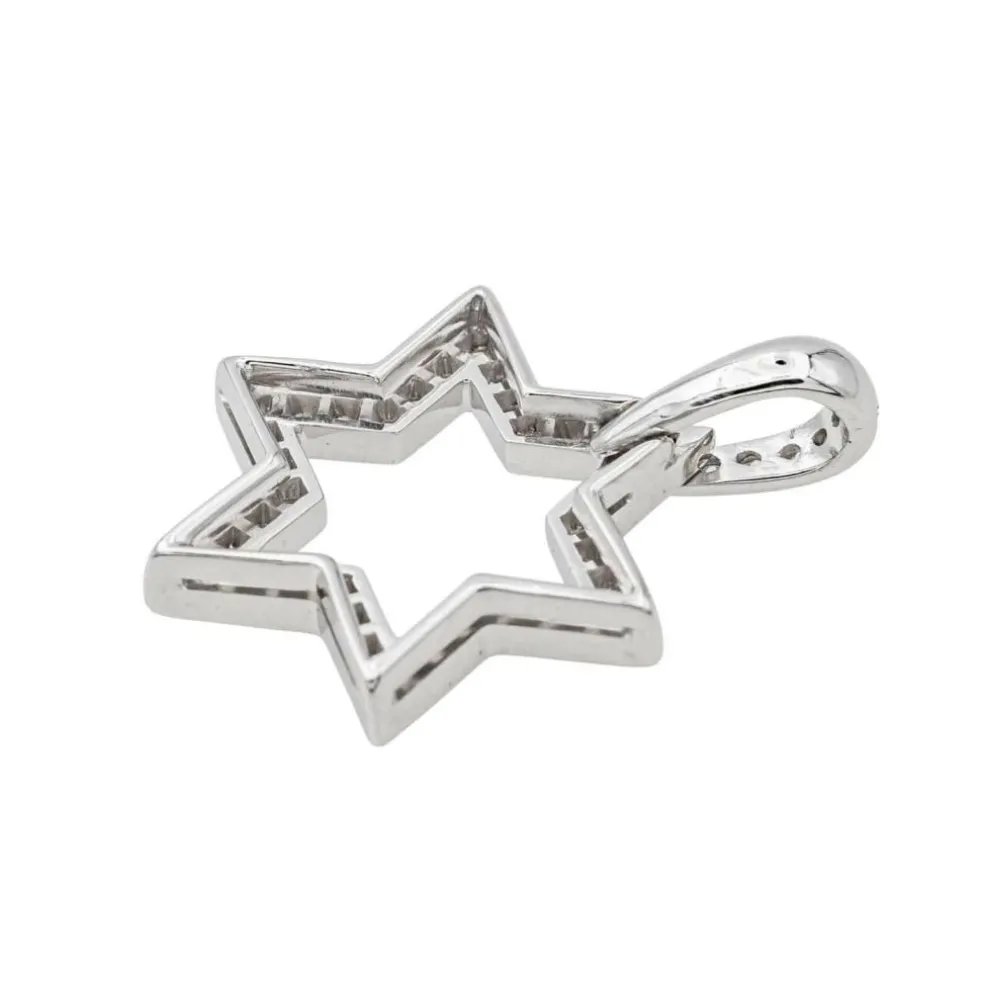 Pendentif Etoile Or blanc Diamant