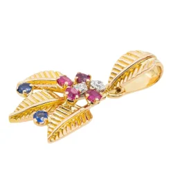 Pendentif Feuille Or jaune Diamant