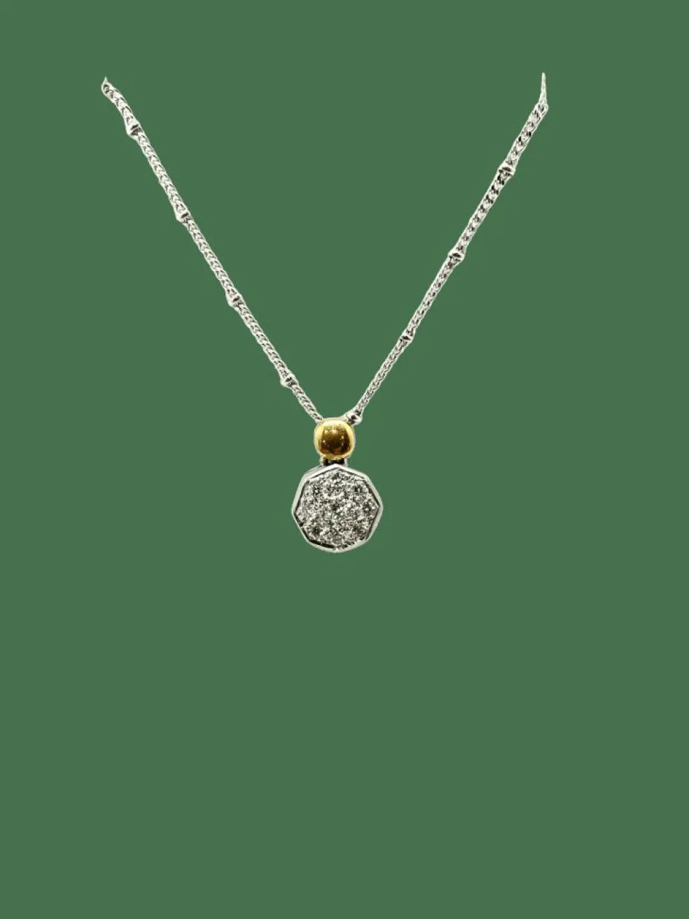 PENDENTIF FLEUR DIAMANTS OR BLANC