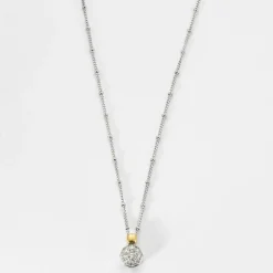 PENDENTIF FLEUR DIAMANTS OR BLANC