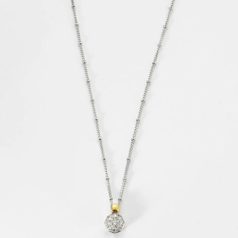 PENDENTIF FLEUR DIAMANTS OR BLANC