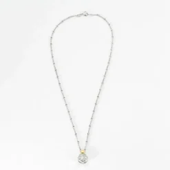 PENDENTIF FLEUR DIAMANTS OR BLANC