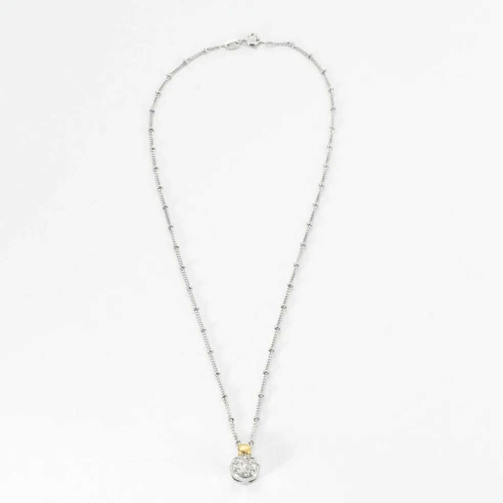 PENDENTIF FLEUR DIAMANTS OR BLANC
