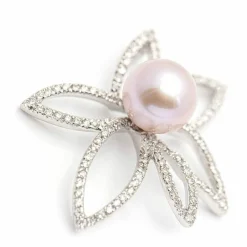 Pendentif fleur Or blanc Perle
