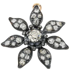 Pendentif Fleur Or jaune Diamant