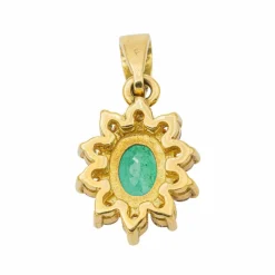 Pendentif Fleur Or jaune Emeraude