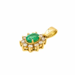 Pendentif Fleur Or jaune Emeraude