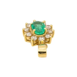 Pendentif Fleur Or jaune Emeraude