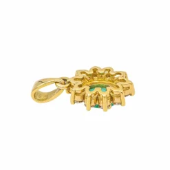 Pendentif Fleur Or jaune Emeraude