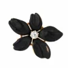 Pendentif fleur victorienne antique en or et émail noir avec diamant