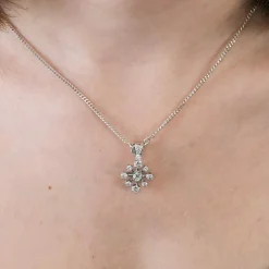 Pendentif Flocon or blanc diamants