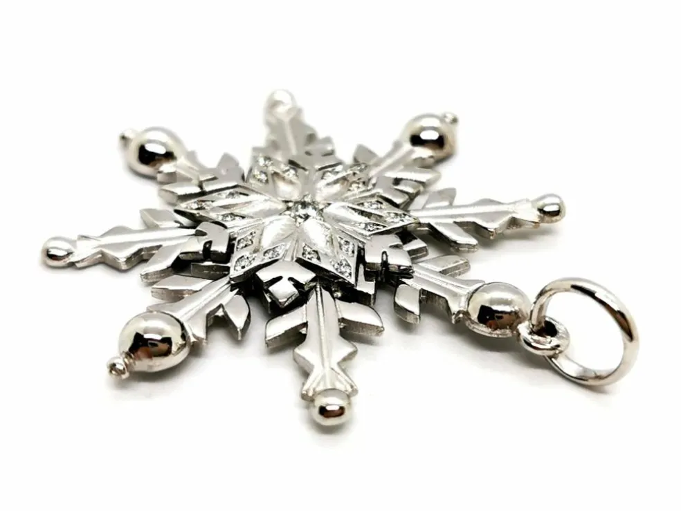 Pendentif Flocon Or blanc Diamant