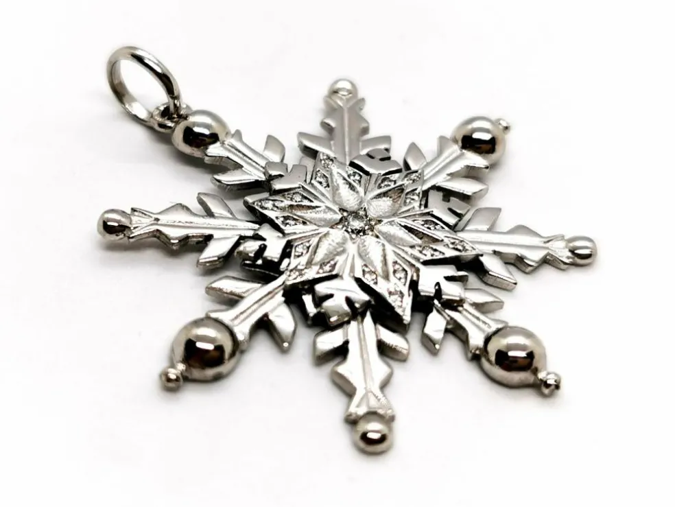 Pendentif Flocon Or blanc Diamant
