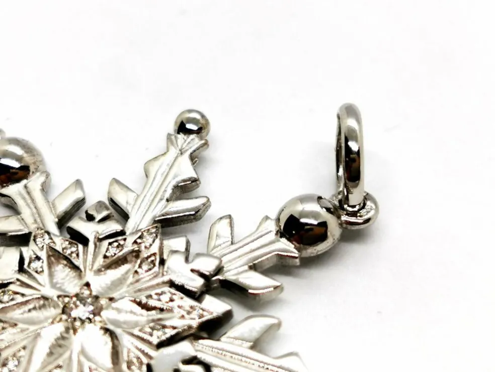 Pendentif Flocon Or blanc Diamant