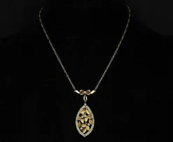 Pendentif floral Art Nouveau or et perles fines