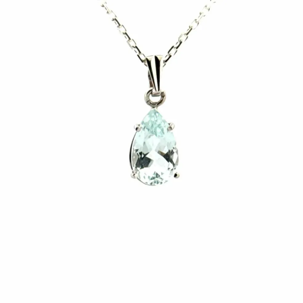 Pendentif Goutte or blanc quartz