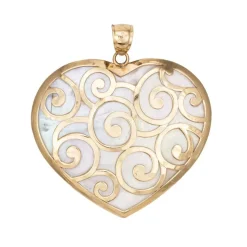 Pendentif Grand Coeur Or Jaune Nacre