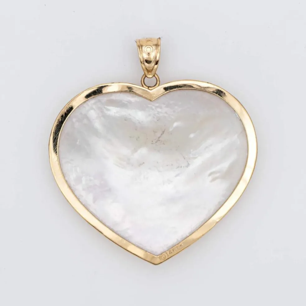 Pendentif Grand Coeur Or Jaune Nacre
