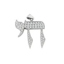 Pendentif HAI - LA VIE or blanc diamants