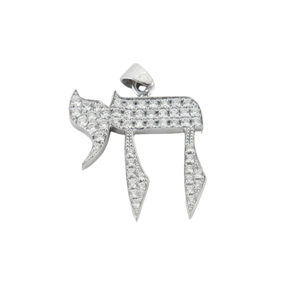 Pendentif HAI - LA VIE or blanc diamants