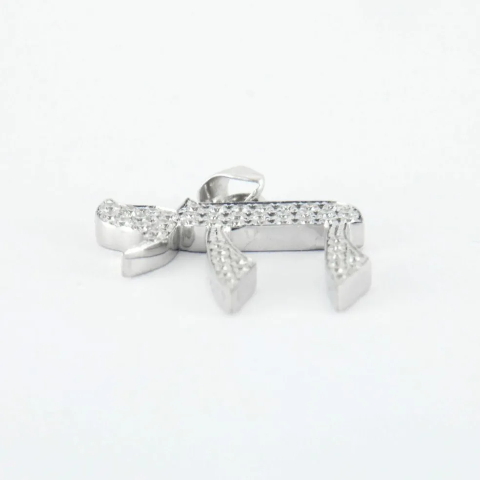 Pendentif HAI - LA VIE or blanc diamants
