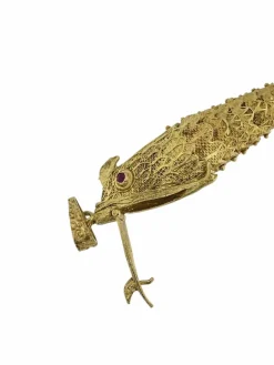 Pendentif italien fait main en or jaune avec rubis
