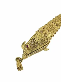 Pendentif italien fait main en or jaune avec rubis