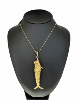 Pendentif italien fait main en or jaune avec rubis