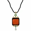 Pendentif Jade Emeraude Diamant Onyx Corail méditerranéen