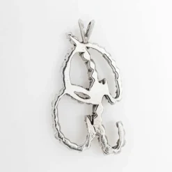 Pendentif lettre B en diamant vintage en or blanc