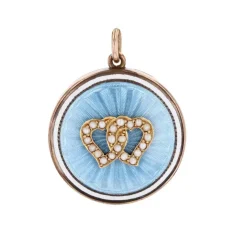 Pendentif émail coeurs perles fines