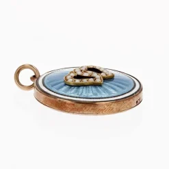 Pendentif émail coeurs perles fines