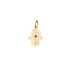 Pendentif main de Fatma or jaune Rubis
