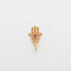 Pendentif main de Fatma or jaune Rubis