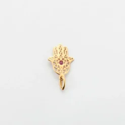 Pendentif main de Fatma or jaune Rubis