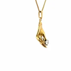 Pendentif Main or jaune diamant