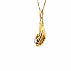 Pendentif Main or jaune diamant