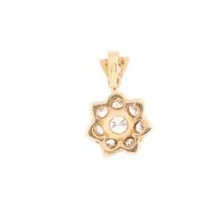 Pendentif marguerite en or jaune avec diamants, certifié HRD