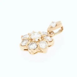 Pendentif marguerite en or jaune avec diamants, certifié HRD