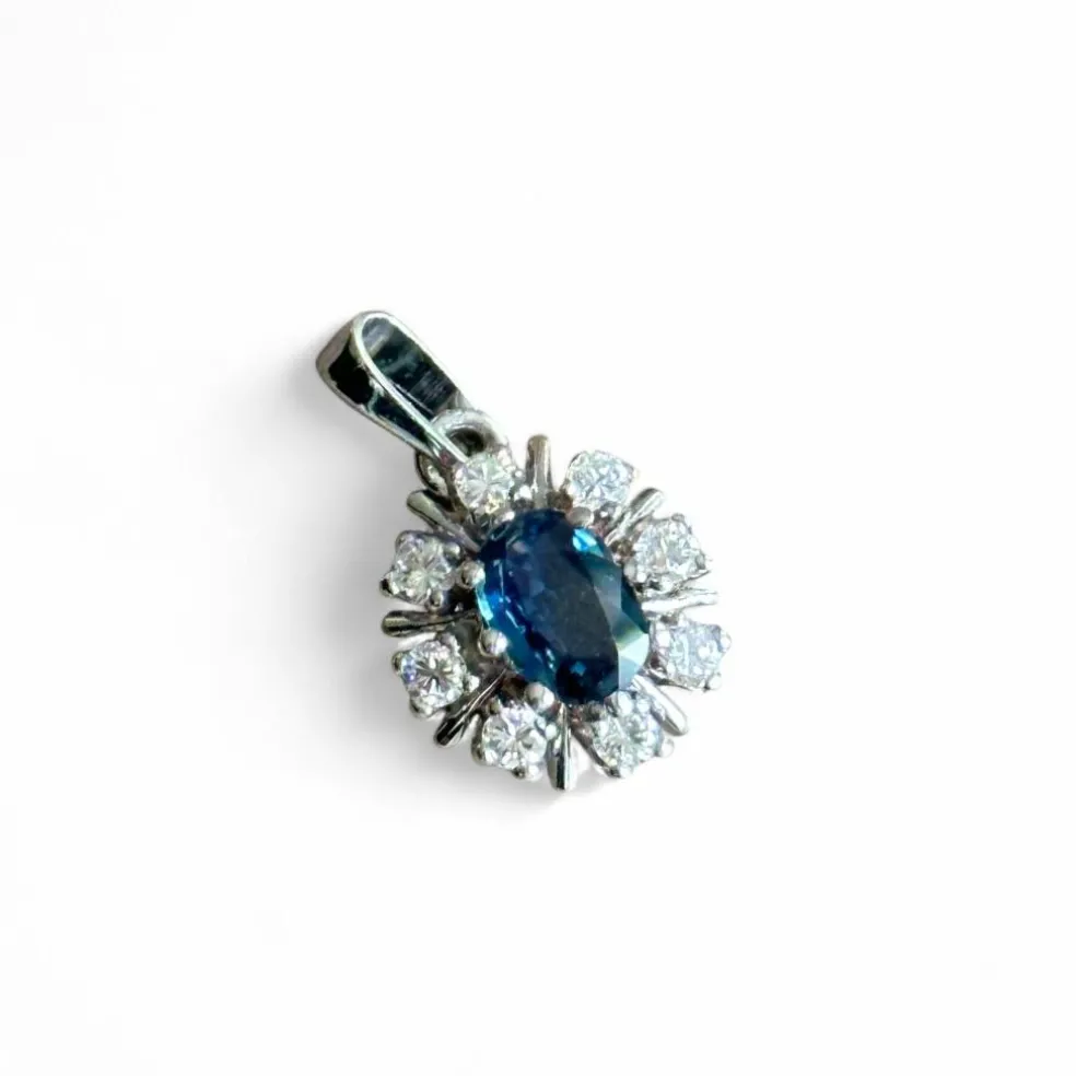 Pendentif marguerite or saphir diamants