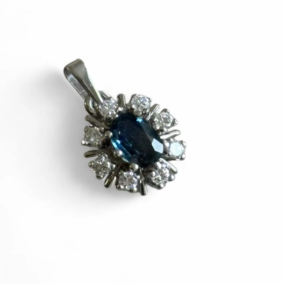 Pendentif marguerite or saphir diamants