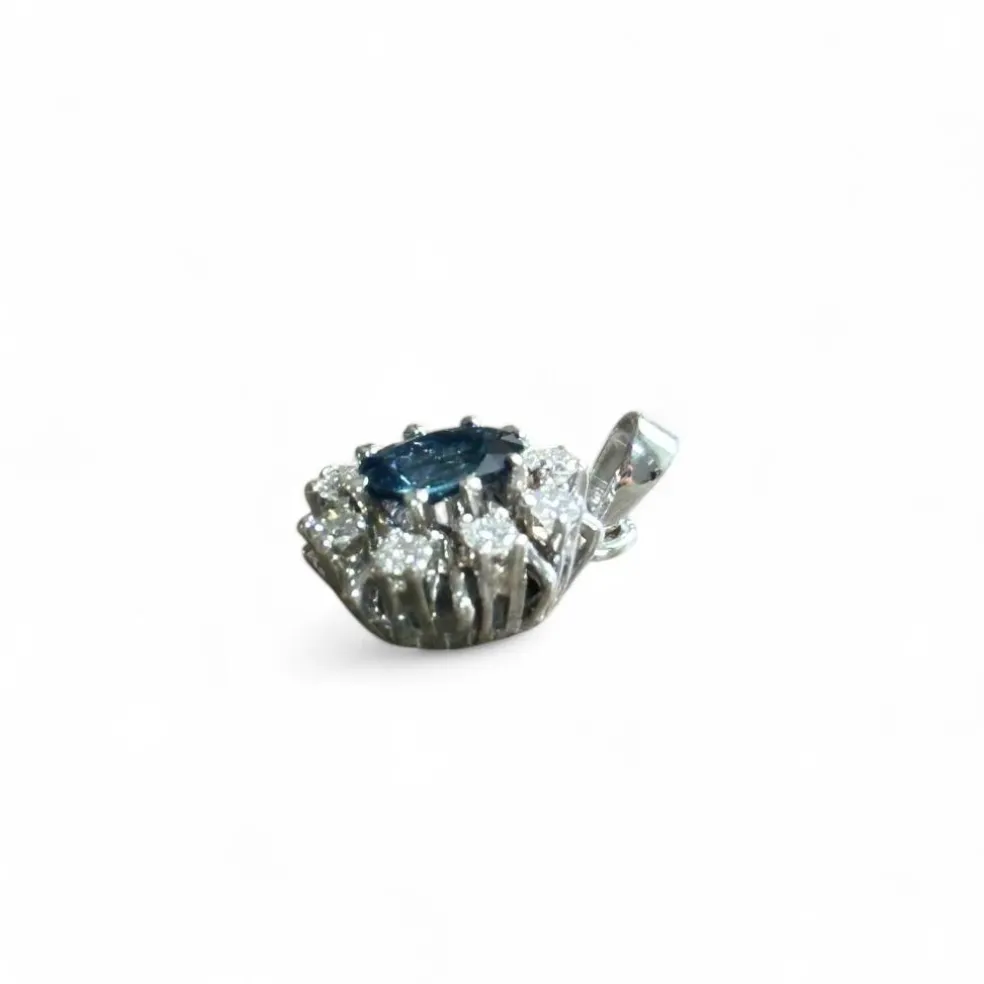 Pendentif marguerite or saphir diamants