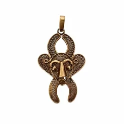 Pendentif masque, or jaune filigrané