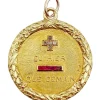 Pendentif médaille d'amour 23mm or jaune diamant et rubis AUGIS (circa 1920)