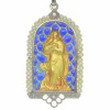 Pendentif Médaille Marie Diamants et émail plique-à-jour