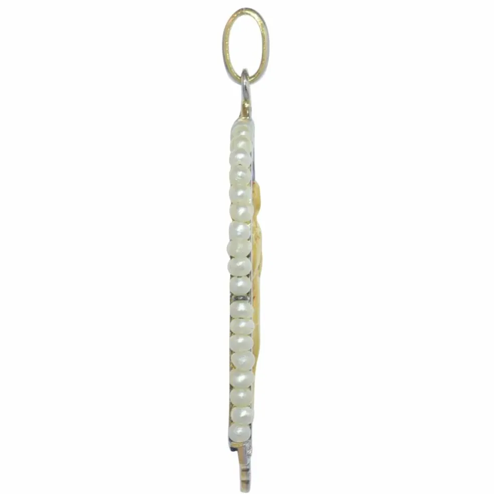 Pendentif Médaille Marie Diamants et émail plique-à-jour