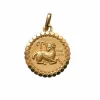 Pendentif médaille or jaune vintage astrologique Bélier